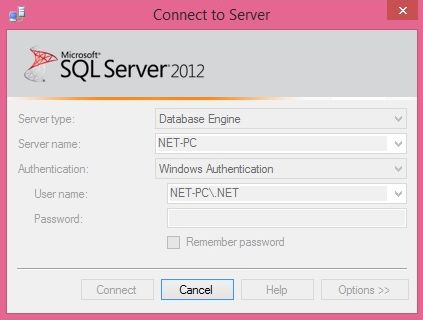 Server dialog box 